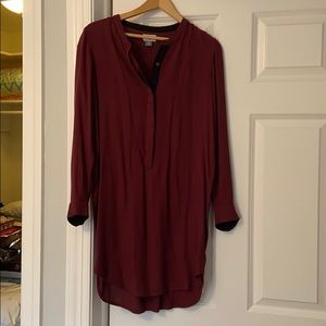 Burgundy shirt dress